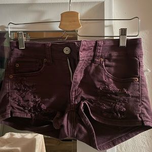 American Eagle Maroon Shortie Jean Shorts 00